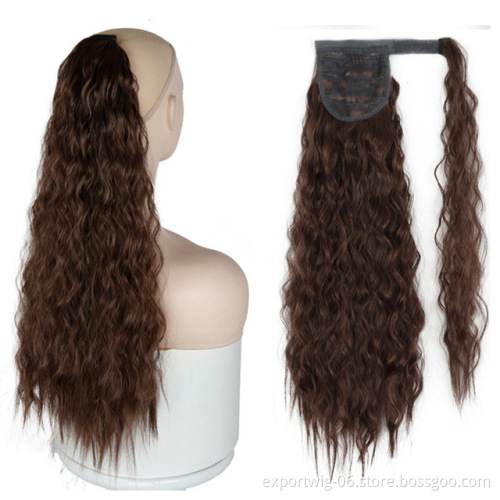 Synthetic Artificial Ponytail Clip In Ponytail Extensions Natural Curly Pony Tail Hair Extensions Corn Wavy Long Ponytail Hair